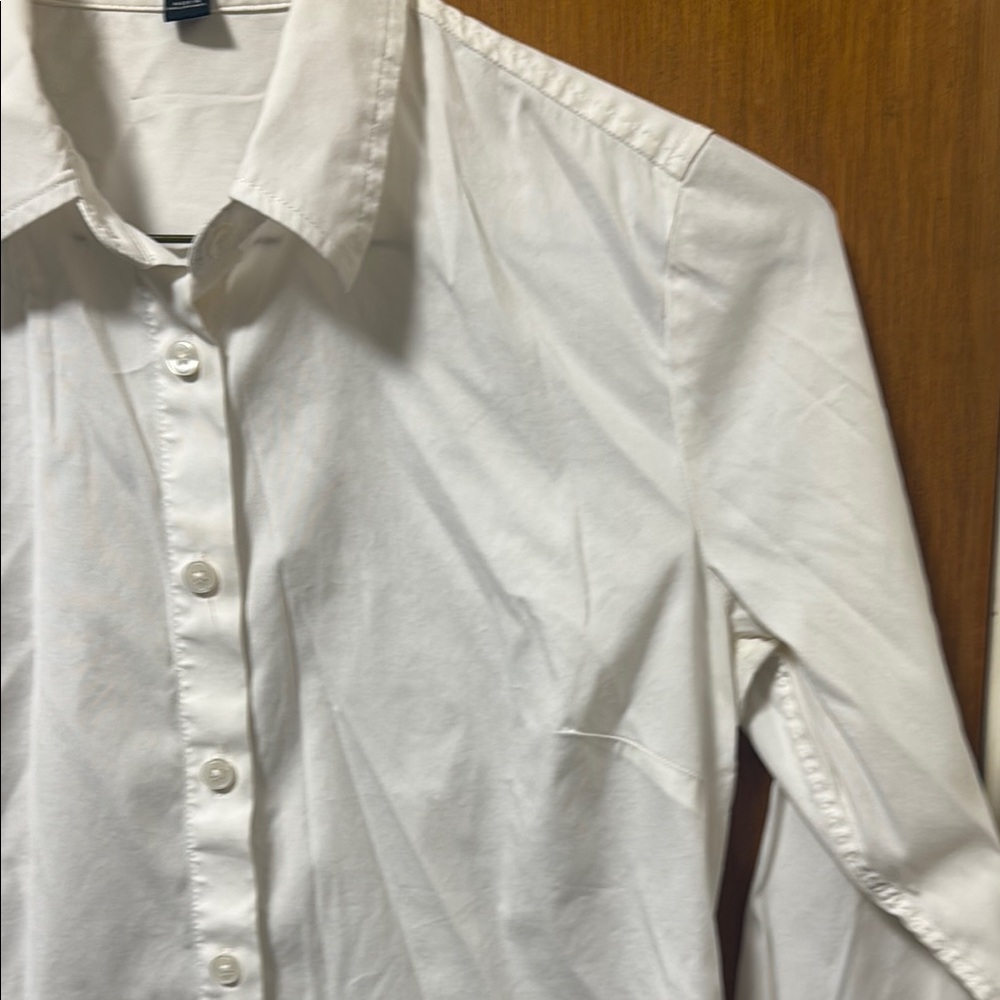 Ann Taylor White Button Down Long Sleeve Shirt - Picture 5 of 7